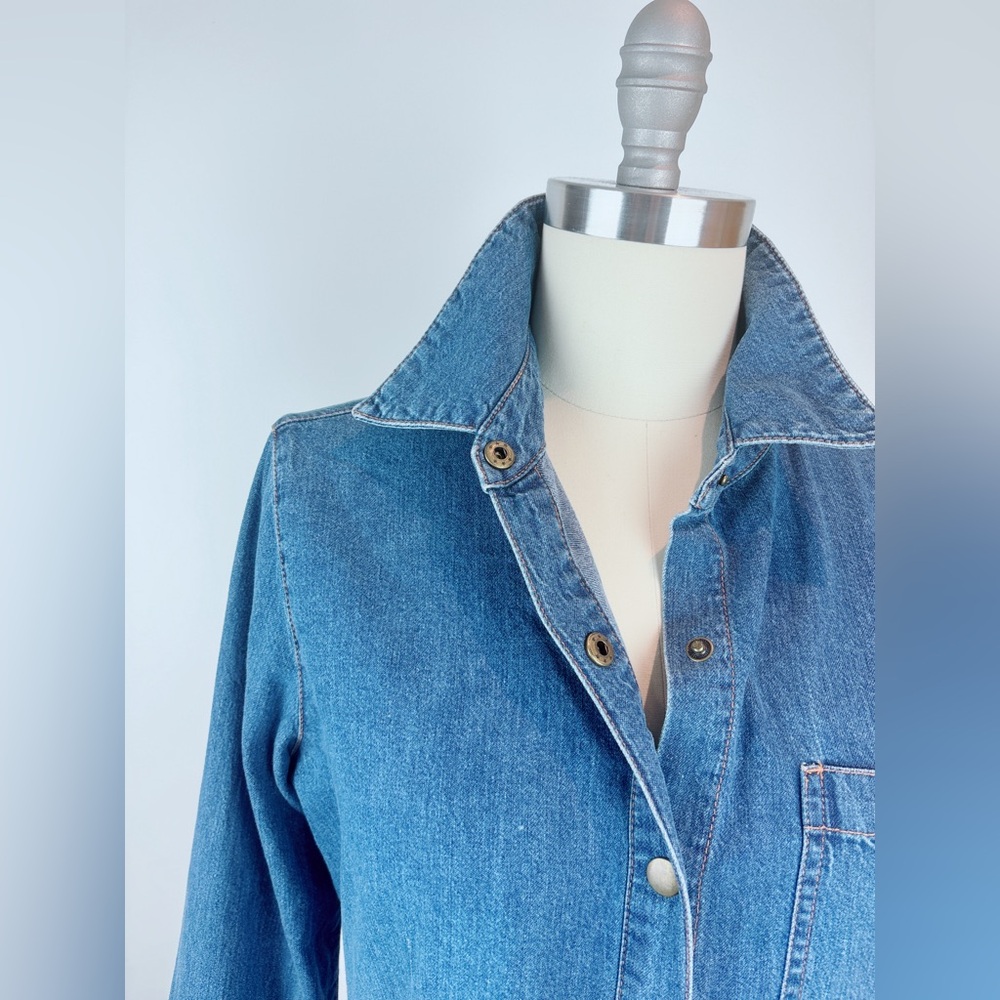 Moda International Long Denim Shirts Dress Size Medium - Picture 8 of 13